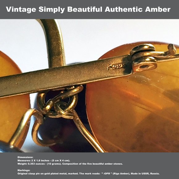 VINTAGE AMBER BROOCH - Picture 7 of 8